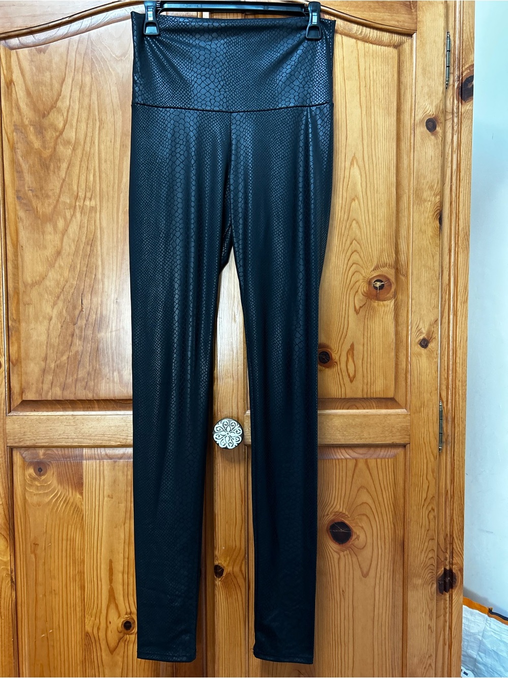 Cherish Black Textured Faux-Leather Leggings